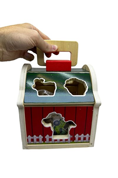 JPT Jucărie STEM cu sortator de forme pentru animale din lemn, tip casă de la...