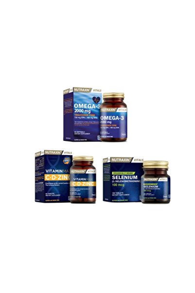 Nutraxin أوميجا 3 2000 ملغ + فيتامين ماكس + سيلينيوم 100 ملغ - 60 كبسولة وأقراص