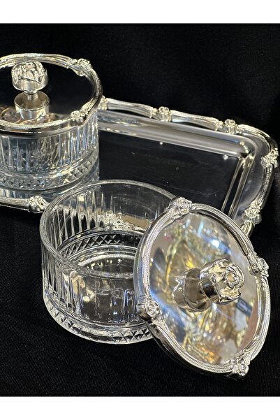 pırıltı home 3’LÜ TEPSİLİ GÜMÜŞ SUNUMLUK DRAJELİK