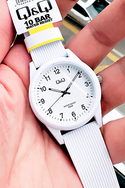Q&Q Original Men's Wristwatch 10 Atm Water Resistant White Color Silicone Band - Gift Bracelet Qqe2002C5