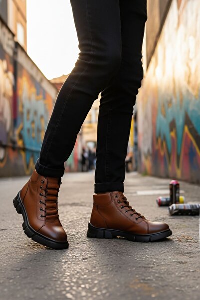 Deri De Luxe Ανδρικές μπότες από γνήσιο δέρμα με ελαστικό