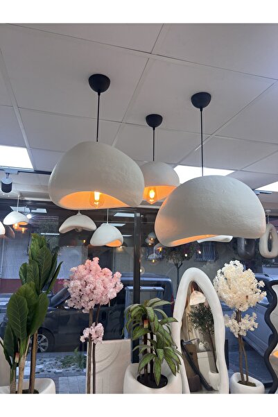 Lunalore Beton Görünümlü 3'lü Sarkıt Avize - İskandinav & Bohem Tarz | Modern...