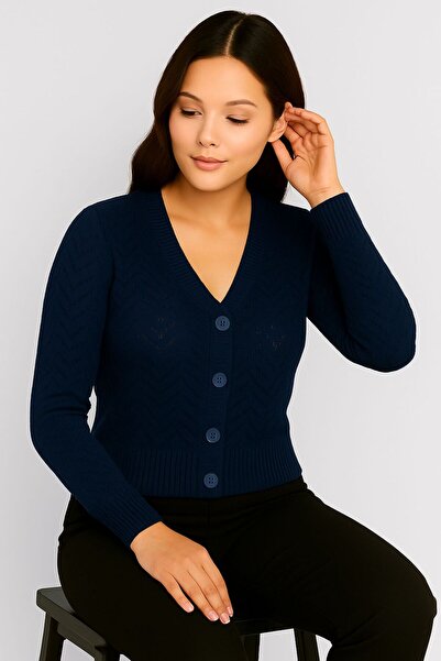 HİRA LİFE FASHİON Γυναικεία ζακέτα Efsa Ριγέ με λαιμόκοψη V και κουμπιά μπροσ...