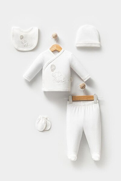 Bebitof 100% Cotton Cute Balloon Elephant Patterned Baby 5-Piece Newborn Hosp...