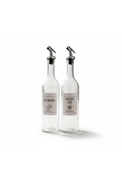 ANJEAHOME Louis Set of 2 750 ml Transparent Glass Oil Bottles | Leak-Proof Lid - Labeled - Oil Pot & Sauce Bowl