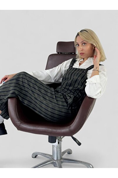 Retrobird Tasarım Uzun Tulum Salopet Kadın Koyu Haki