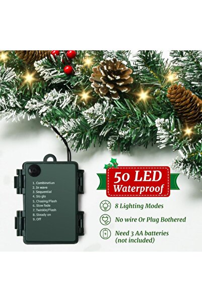 Issa Christmas Garland 270cm with 50 LEDs, Cones and Red Fruits, Nins Model