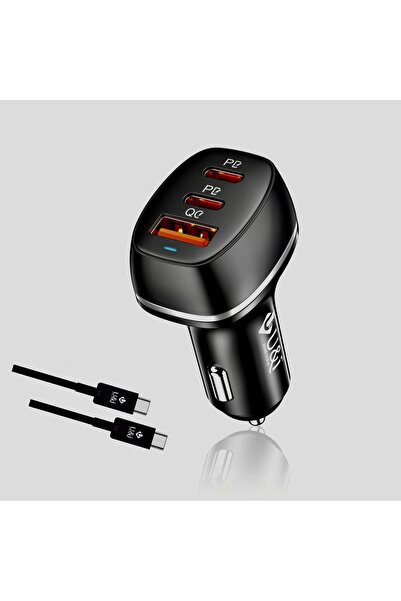 u & i شاحن سيارة GaN بقوة 160 وات - 3 منافذ فائقة السرعة (80 وات + 20 وات PD ...