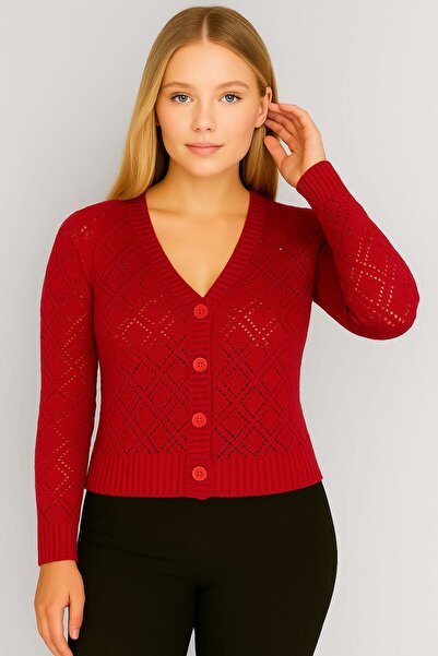 HİRA LİFE FASHİON Women's Efsa Striped V-Neck Front Buttoned Transitional Car...