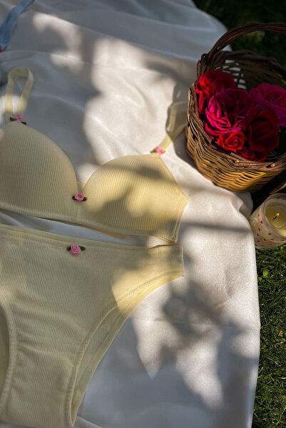 Lola Of Shine Mayda Yellow Underwire-Free Cotton Bra Set