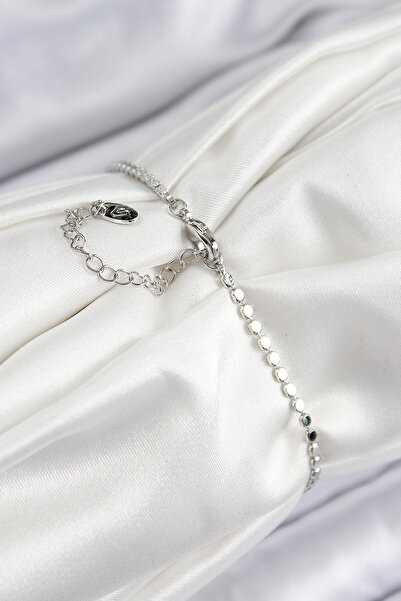 Skygo Brass Zircon Stone Bead Model Crush Chain Silver Color Women's Bracelet - Tj-Bb7598