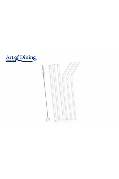 Heinner Set of 6 glass straws with cleaning brush