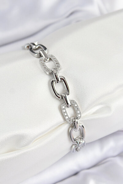 Skygo Brass Zircon Stone Fragmented Chain Model Silver Color Women's Bracelet - Tj-Bb7536