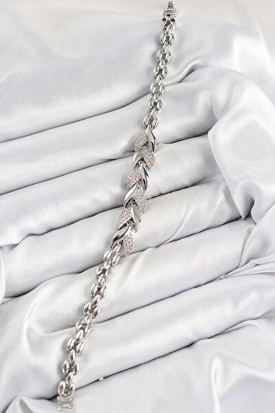 Skygo Brass Zircon Stone Fish Tail Model Silver Color Women's Bracelet - Tj-Bb7530