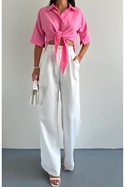 EGELİMODA Crep Fabric Full Lycra Elastic Palazo Fabric Pants