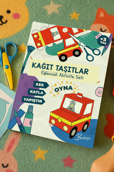 Bunbaza 3 Boyutlu Kağıt Taşıtlar ve Araç Figürleri Seti – Kes Yapıştır Aktivi...