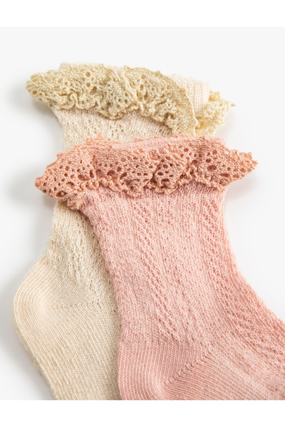 Koton Dantel Detaylı Pamuklu 2'li Soket Çorap Seti