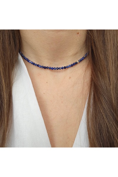 Abundo Colier Basics din pietre de sodalit cu accesorii din argint 925, 41 cm