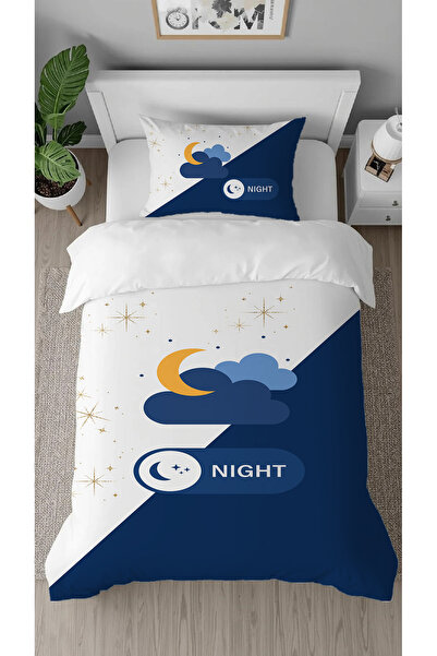 GREENDECOR Gece Night Bulut Yıldız Özel Tasarımlı Baskılı Çarşafsız Tek Kişil...