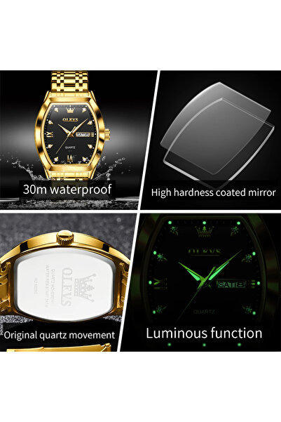 OLEVS Ανδρικό Ρολόι Quartz Αναλογικό Κομψό Επαγγελματικό Μοντέρνο Ατσάλι Χρυσό