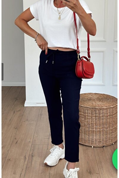 Double.Tt Women's Full Lyclary Waist Lace-Up Super Comfortable Double Leg Ankle-Length Top Line Pants