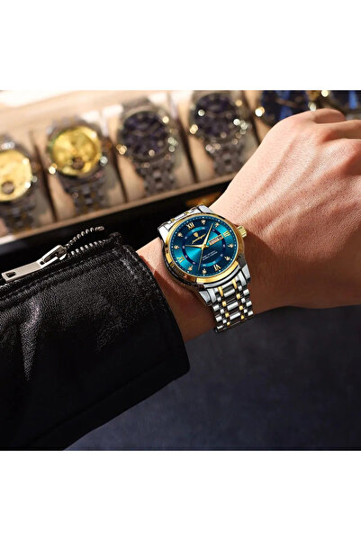 POEDAGAR Ceas bărbătesc cronograf elegant de lux cuarț cuarț cu dată și calendar din oțel argintiu