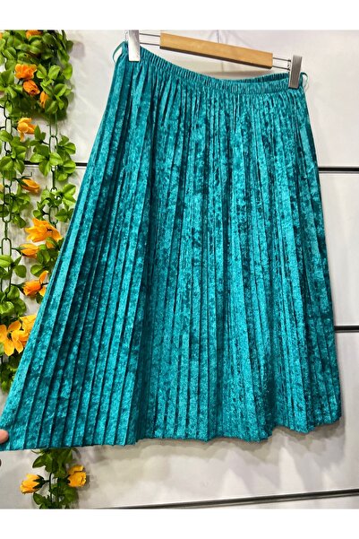 edu collection Velvet Midi Skirt with Lining