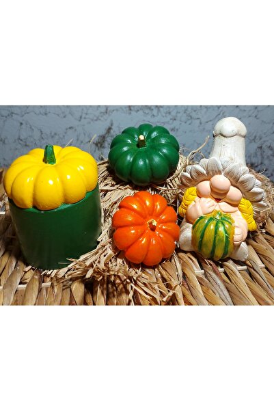 By Nese 5 parça 4 adet kabak şekerlik cüce kabak dekoratif obje heykel