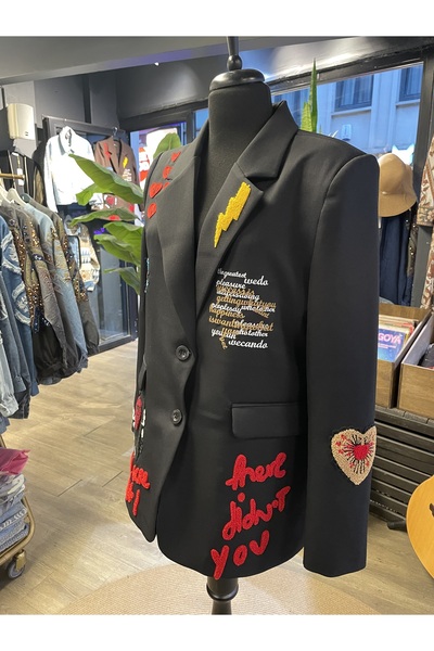 Forever Women's Embroidered Long Sleeve Cotton Blazer Jacket