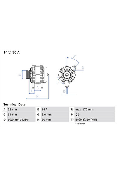 Bosch Generator / Alternator Citroen Jumper 1 Bus/Jumper 1 Caroserie/Jumper 1...