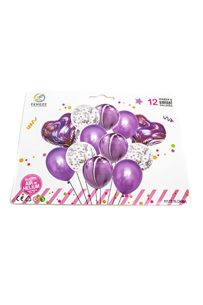 OEM Balloons 12/Set Rainbow and Purple Confetti