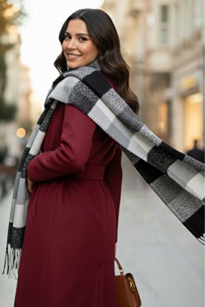 Trenderrs Eșarfă în carouri premium pentru femei, eșarfă în carouri