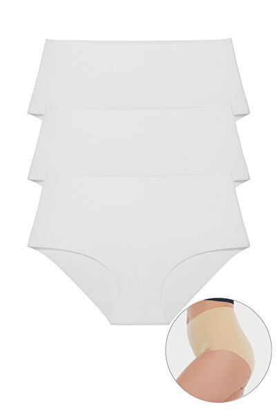 Lolitam Women's High Waist Seamless Laser Cut Panties Set of 3