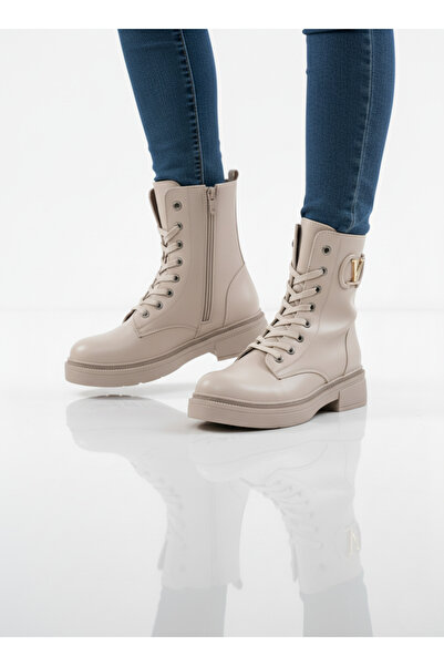 Elit 717 Beige Skin Casual Women's Zippered Boots