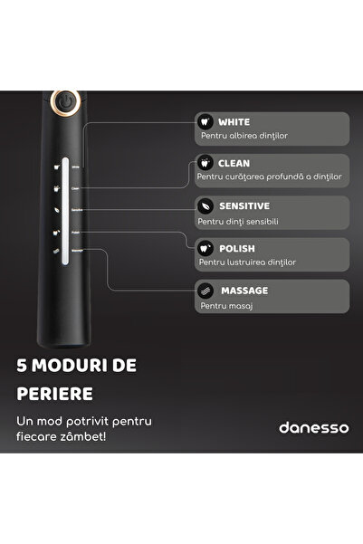 DANESSO Sonic electric toothbrush, Danesso®, For adults and children, 40,000 pulsations, 10 heads included