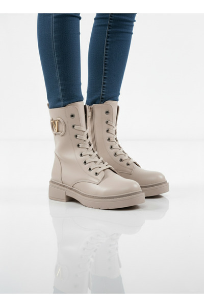 Elit 717 Beige Skin Casual Women's Zippered Boots