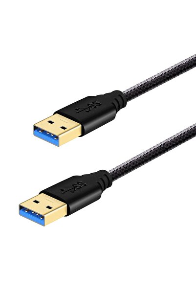 Fasgear USB 3.0 A-to-A Braided Nylon Cable, 1.8m (6ft), Black, 5 Gbps -