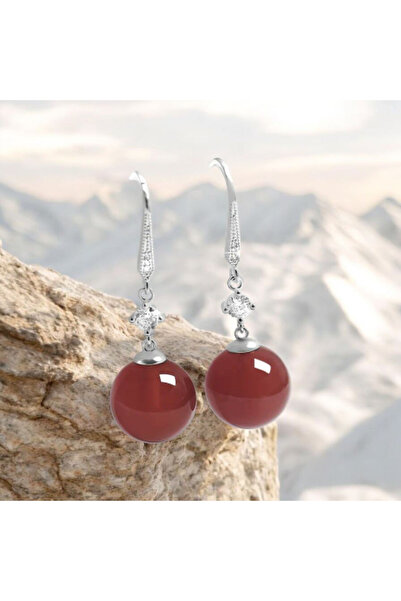 ORGANICYOU YIWUSHI Kadınlar İçin 1 Çift Yeni Basit Moda Benzersiz Akik Yuvarlak Boncuklu Küpeler