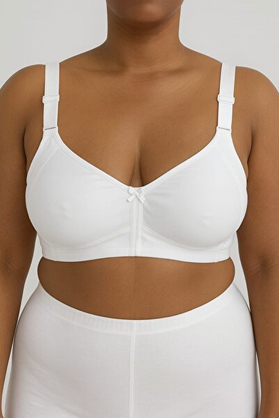 enmodaiçgiyim Білий бюстгальтер великого розміру з безшовним кроєм, без кісточок, без підкладки, з широкими бретелями - не залишає слідів