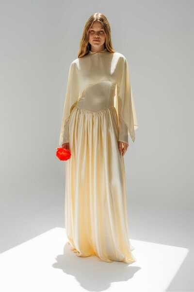 maveraja Bolerolu Saten Büzgülü Elbise