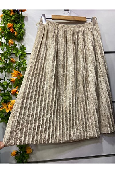 edu collection Velvet Pleated Midi Skirt with Lining