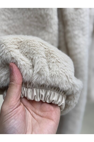 BENAHOLL Bemesia Buy Plush Coat with Snap Fasteners-Bn8599 Stone