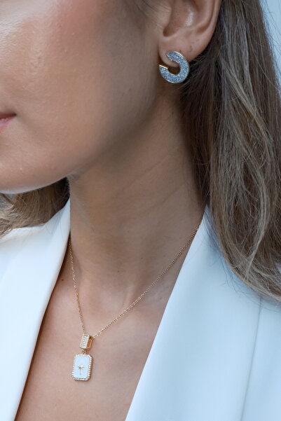 GİS JEWELRY C Design Model Steel Zircon Stone Earrings