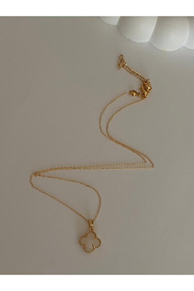 marsel aksesuar قلادة مطلية بالذهب مع شكل البرسيم الأبيض