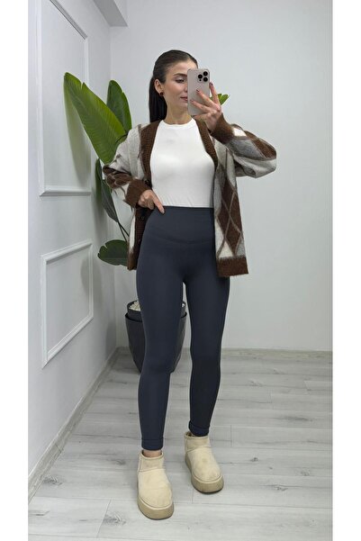 TUNAM BUTİK 0501 Fleece-Lined Winter Tights Anthracite