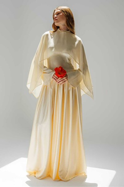 maveraja Bolerolu Saten Büzgülü Elbise