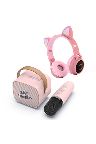 SMART TabbyBoo Set microfon karaoke copii MK1, 4 efecte voce,cu Casti Audio, Roz