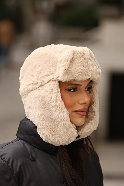 Jack Ferrero UNISEX Çıtçıtlı Kürklü Kulaklıklı Peluş Bere Şapka