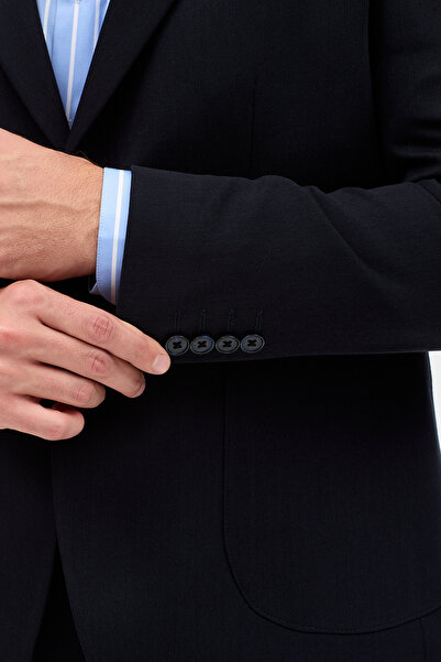 Frappoli Lerma Чоловічий темно-синій піджак з кишенями та напівпідкладкою + брюки з лампасами, 2-компонентний костюм Slim Fit