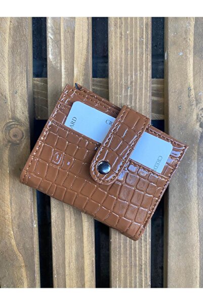 SHIKIRTI Γυναικείο πορτοφόλι-θήκη για κάρτες με μοτίβο κροκόδειλου από συνθετικό δέρμα με κλείσιμο με κουμπωτά (Αποστολή σε κουτί)